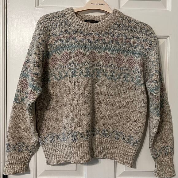 Vintage 90's Eddie Bauer Pastel Fair Isle Knit Crewneck Sweater - Picture 1 of 6